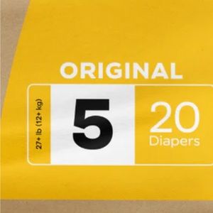 Dypers, size 5, unopened pack of 20, 9 packs total (180 dypers total)